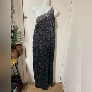 Scala Silk Beaded One Shoulder Long evening gown 1X NWOT